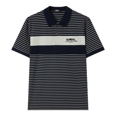 KARL LAGERFELD莱赛尔混纺条纹POLO衫2026年夏季新品老佛爷男装潮