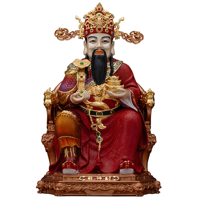 铜彩贴金财神爷神像家用商铺摆件
