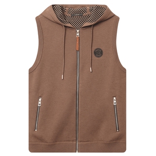 【品质羊毛】CARSYDA轻奢男装设计感复古格子连帽针织马甲外套