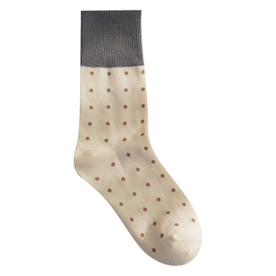 Himade日系ins复古配色波点中筒袜子女撞色百搭长袜搭配裙子棉袜