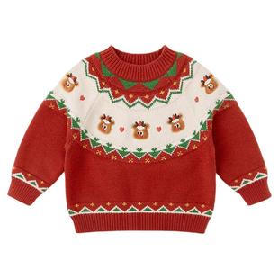 dudujia宝宝圣诞毛衣节日装女童冬装儿童卫衣冬季衣服男童上衣a类