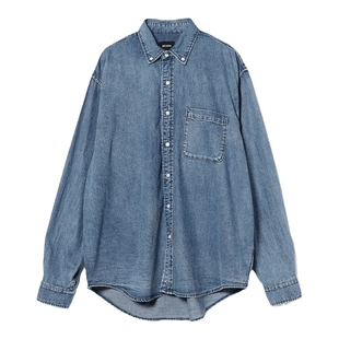 BEAMS男装长袖牛仔衬衫2024秋季新款日系潮男水洗上衣110257XN