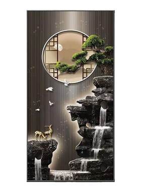 新款玄关3D立体装饰自粘画简约现代客厅走廊壁画过道进门贴纸贴画