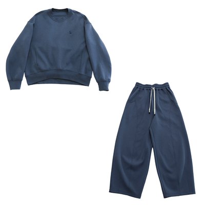 棉柔莱赛尔两色卫衣阔腿裤套装