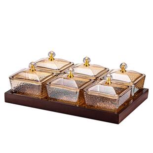 玻璃水果盘家用客厅茶几零食摆放盘轻奢高档点心瓜子坚果干分格盒