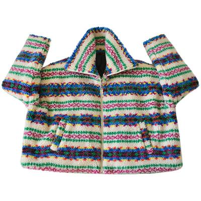 H AND E 原创童装2026年冬季米色民族风格夹棉羊羔毛保暖外套