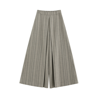 立体斜褶大阔腿九分裙裤