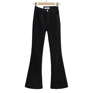 SweetKiki 超显大长腿耶!高腰紧身牛仔裤高弹显瘦拖地长裤微喇裤