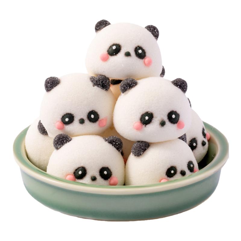 3D立体熊猫棉花糖冰粉网红奶茶咖啡饮品儿童卡通糖果零食商用发批