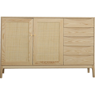 清木堂白蜡木双门四抽餐边柜原木风简约卧室餐厅收纳柜储物门厅柜