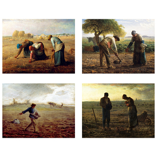 大仟印像 米勒拾穗者 欧式玄关油画艺术人物画装饰画挂画墙壁画芯