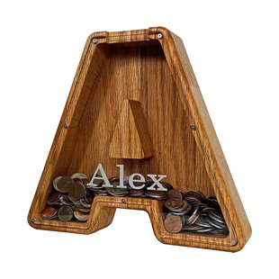 大款字母存钱罐储钱罐实木透明储蓄罐网红存钱箱硬币零钱罐卡通