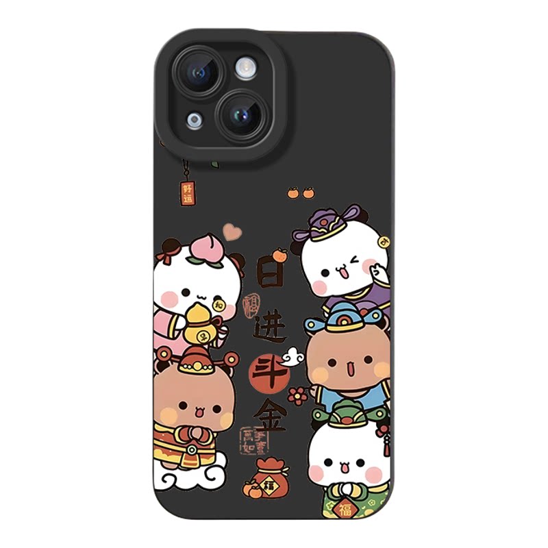 荣耀500可爱iphone14适用苹果12软一加13T创意16PLUS瞳眼小米17ProMax卡通手机壳日进斗金一二布布VIVOIQOO15