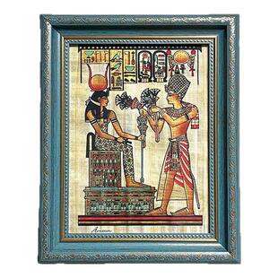 埃及纸莎草画 带相框精致装裱 树皮画草沙纸画特产纪念品伴手礼