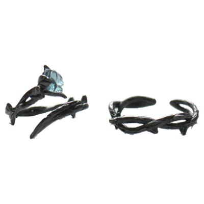 花芽原创荆棘玫瑰情侣对戒纯银女