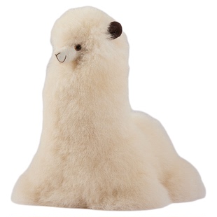 INJOI22cm卧姿真羊驼毛绒玩具柔软玩偶闺蜜情侣儿童生日新年礼物