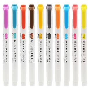 日本ZEBRA斑马彩色荧光笔WKT7双头淡色莹光记号笔小学生学习划重点标记笔粗细两头多功能着重手帐笔绘图彩笔