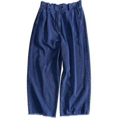 WHM舒适匹染牛仔单褶长裤