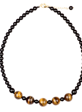 原创黑玛瑙虎眼石短款项链