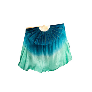 真丝舞蹈扇子千里江山图扇子古典舞中国风专用加长双面渐变跳舞扇