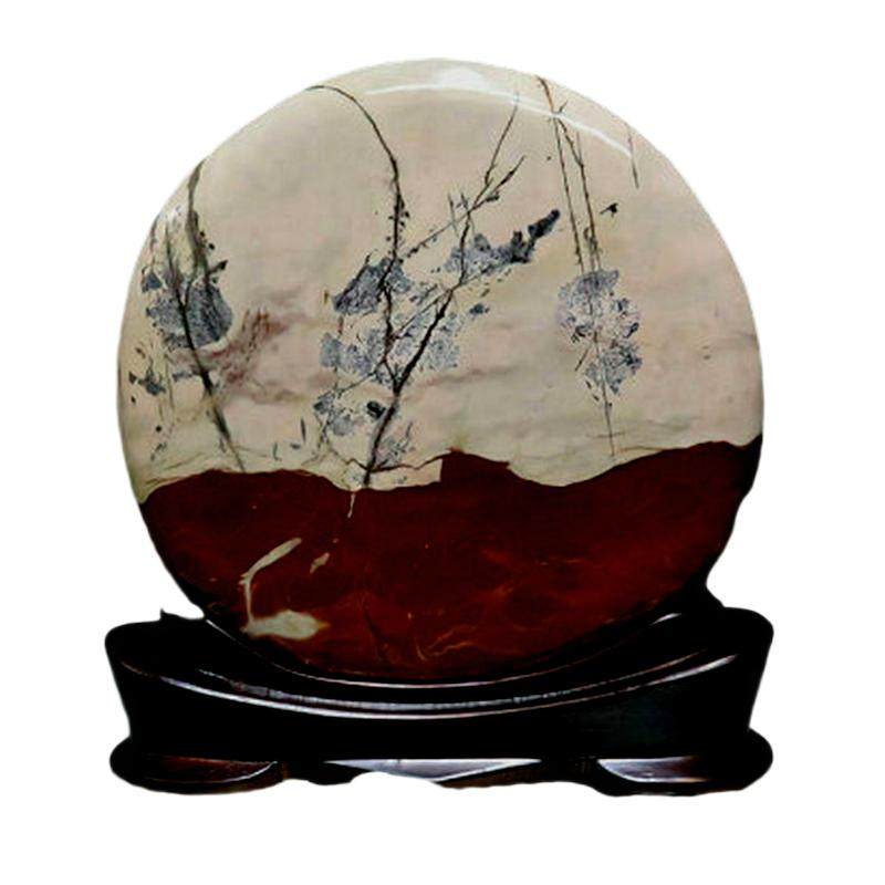 广西天然草花石原石国画石靠山石摆件