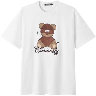 gxg.jeans男装 多色小熊图案潮流时尚宽松圆领短袖T恤男 25夏新品