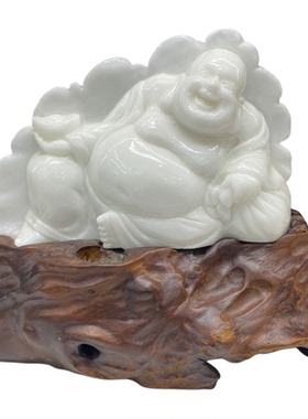 岫玉大肚佛摆件新款天然