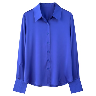 真丝春装新款职业翻领长袖女