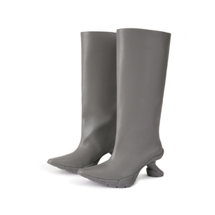 JNBY/江南布衣秋冬高筒靴高跟靴子灰黑色皮质休闲尖头PU7N0M14150