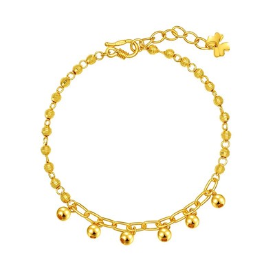 亚一精工玲珑碰珠足金手链镭射金球时尚光珠百搭满天星链手饰