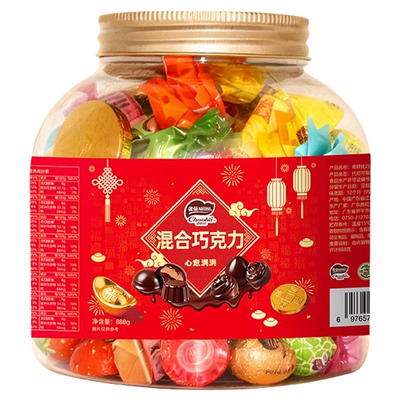 徐福记混合巧克力心意满满罐装888g零食糖果年货礼物（代可可脂）
