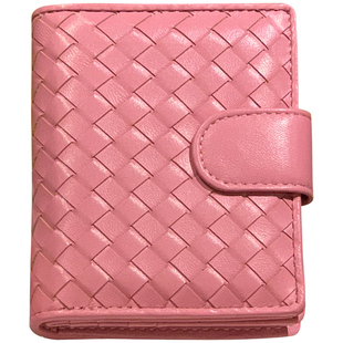 编织真皮钱包女短款多功能折叠搭扣零钱袋卡包一体小众设计师 ins