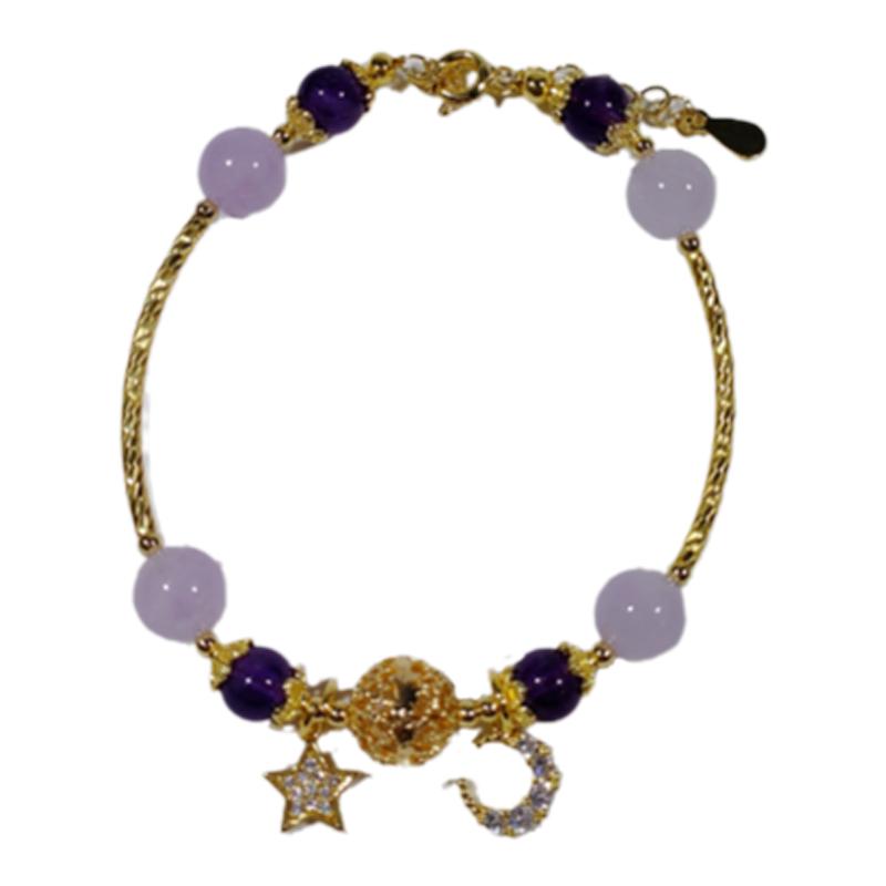 凯尔马什丨美梦收藏家丨天然紫水晶串珠月亮手绳小众原创闺蜜手链