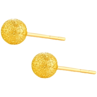 金至尊小金珠黄金耳钉磨砂足金耳饰简约金豆豆耳饰生日礼物送女友