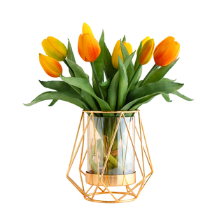 高档仿真花郁金香保湿手感假花干花摆设摆件室内盆栽插花花束客厅