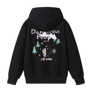 Dangerouspeople薛之谦dsp滑雪小D印花连帽卫衣重磅潮牌情侣上衣