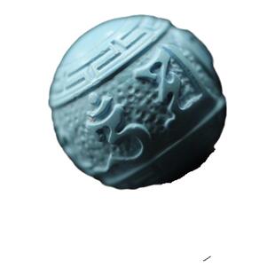 优化高瓷绿松石六字箴言单珠文玩手串配饰圆珠回纹散珠顶珠雕刻件