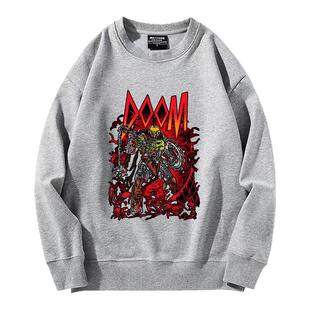 DOOM毁灭战士黑暗时代游戏周边圆领长袖宽松套头卫衣秋冬保暖男女