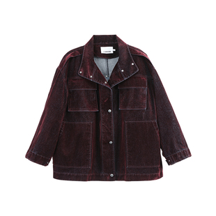 【商场同款】X--MOOM2026春季新款大口袋植绒巴恩风牛仔外套女