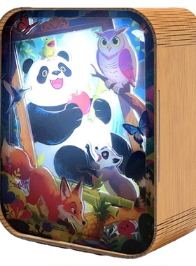 熊猫触控木雕灯画摆件儿童伴睡