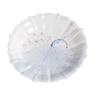 戴玉堂陶瓷荷花果盘佛前供果果盘上供供盘供奉家用供佛财神水果盘