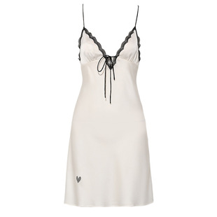 DPLAYSWEET法式复古轻奢性感白色蕾丝吊带睡裙女士烫钻缎面睡衣