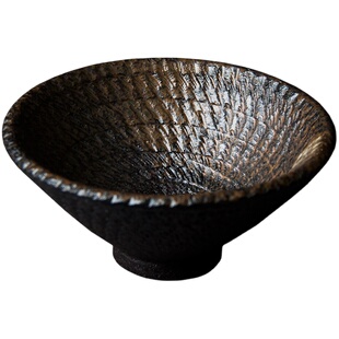 手工粗陶斗笠茶杯土陶品茗杯日式主人杯复古陶瓷茶碗柴烧茶盏大号