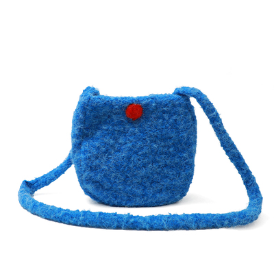 纯色毛绒手机包水桶斜跨小包包女
