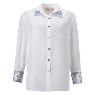 阿丹娜春秋新款白色刺绣钉珠衬衫翻领衬衣上衣长袖女装官方正品