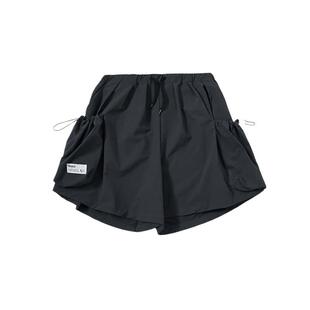 吉考斯工业机组成员女生夏季裙式短裤宽松阔腿裤灰黑色大口袋裙裤