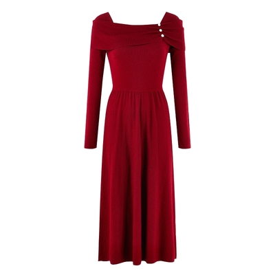 秋水伊人法式复古风收腰连衣裙