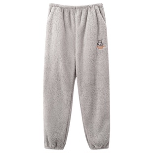 保暖珊瑚绒睡裤女士长裤秋冬加绒加厚宽松大码暖暖裤外穿居家裤子