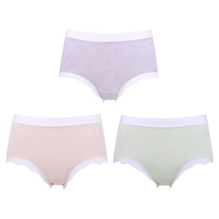 华歌尔Wacoal猫咪抗菌中腰三角内裤三条套装内衣女 UP05A5