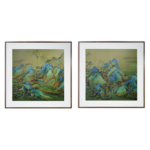 铜师傅 手工錾刻 铜雕画《千里江山 长方形》客厅背景墙装饰挂画